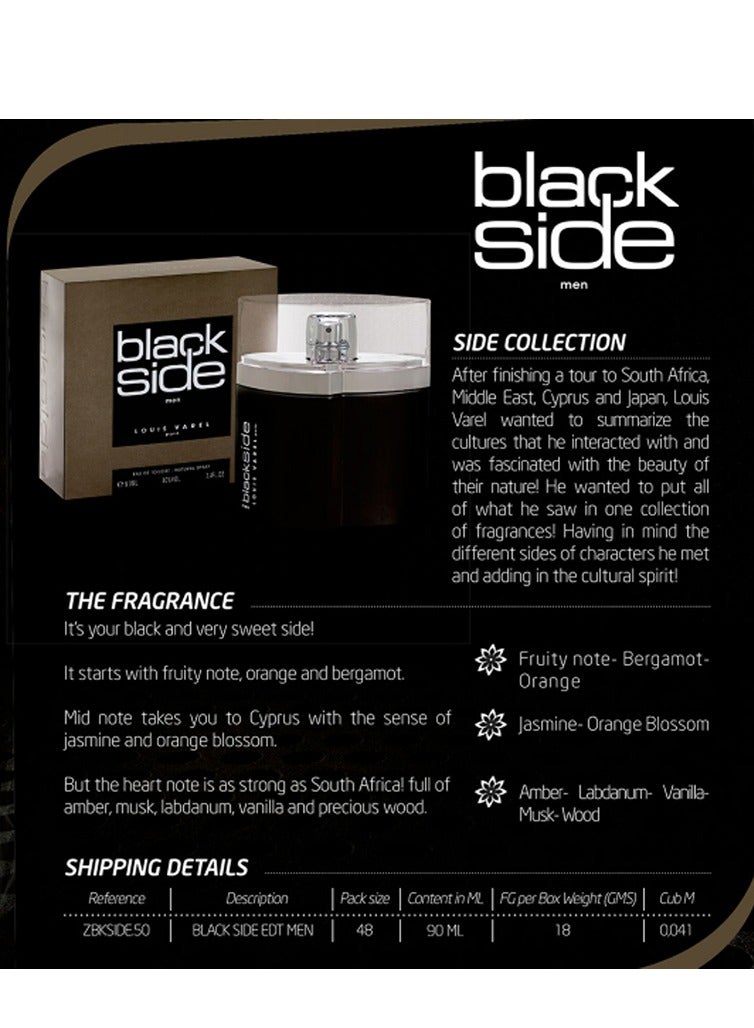 LOUIS VAREL BLACK SIDE EDT MEN 90ML - Image 4