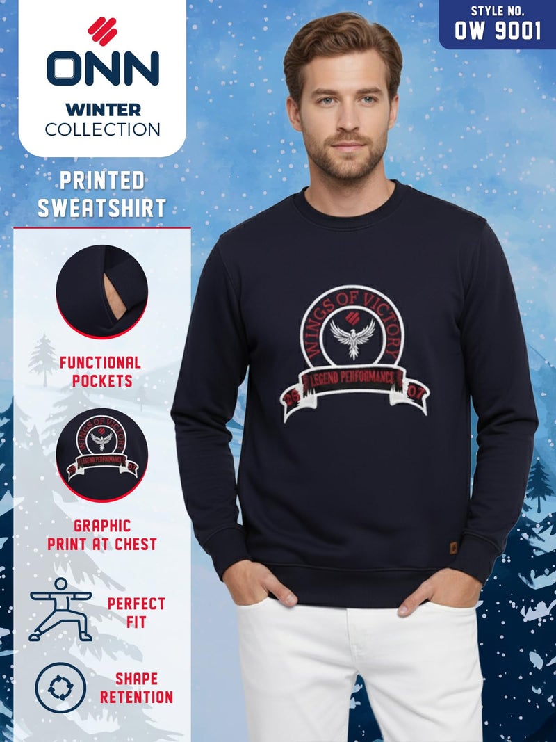 ONN Men's Cotton Regular Fit Full Sleeve Round Neck Sweatshirt 9001_NML_M_1PC - Image 3