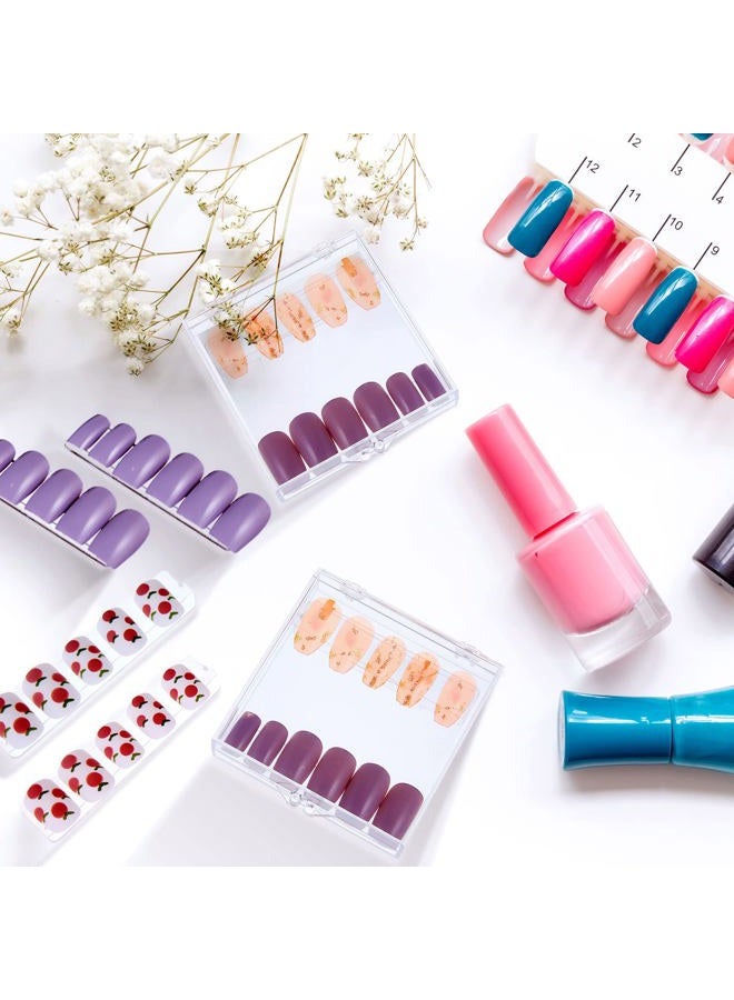 Demissle 66 Pcs Artificial Nail Storage Box and Nail Art Display Stand Holder Set, 15 Plastic False Nail Packaging Boxes 50 Clear Press on Nail Stand with 5 M Double Sided Tape for Acrylic Nails Practice Salon - Image 5