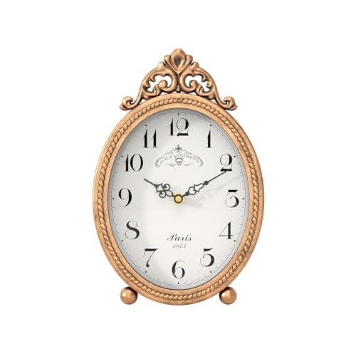 Abdurey Vintage Table Clock on Stand, Desk and Shelf Decorative Clock, French Rustic Style Antique Gold Mantel Clocks for Living Room,Farmhouse,Bedroom,Bedside,Gift Clocks - Image 1
