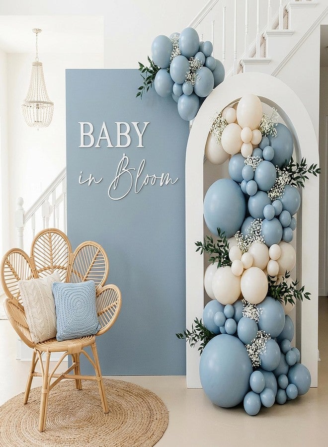 RUBFAC 135pcs Dusty Blue Balloons, Haze Blue Latex Balloon Different Sizes 18 12 10 5 Inch for Garland Arch Birthday Wedding Engagements Anniversary Baby Shower Party Supplies - Image 5
