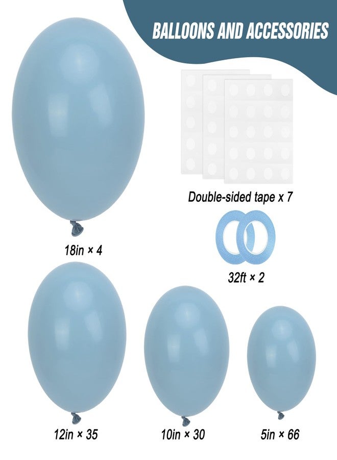 RUBFAC 135pcs Dusty Blue Balloons, Haze Blue Latex Balloon Different Sizes 18 12 10 5 Inch for Garland Arch Birthday Wedding Engagements Anniversary Baby Shower Party Supplies - Image 2