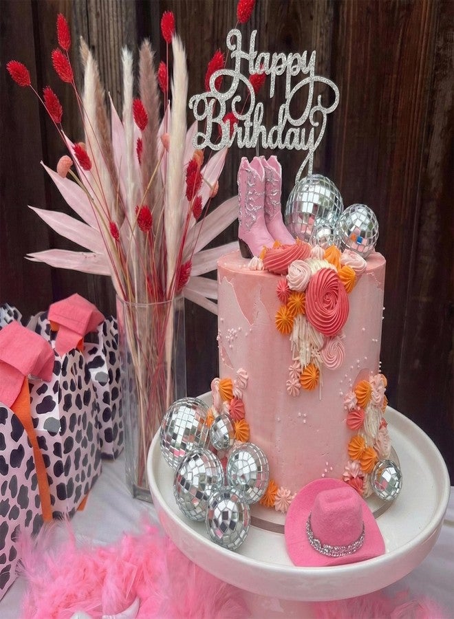 BiBo Disco Cowgirl Cake Topper Decorations, Disco Ball Cupcake Toppers for Western My First Rodeo Bachelorette Pink Cowgirl Baby Shower Birthday 70s 80s Disco Theme Party Favors Supplies - Image 3