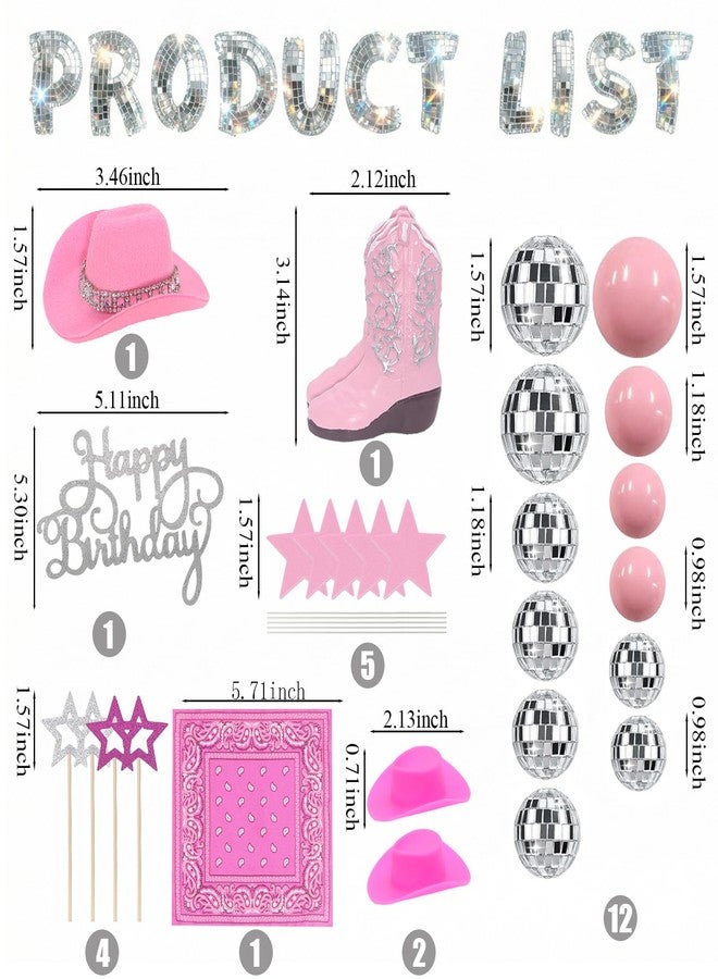 BiBo Disco Cowgirl Cake Topper Decorations, Disco Ball Cupcake Toppers for Western My First Rodeo Bachelorette Pink Cowgirl Baby Shower Birthday 70s 80s Disco Theme Party Favors Supplies - Image 2