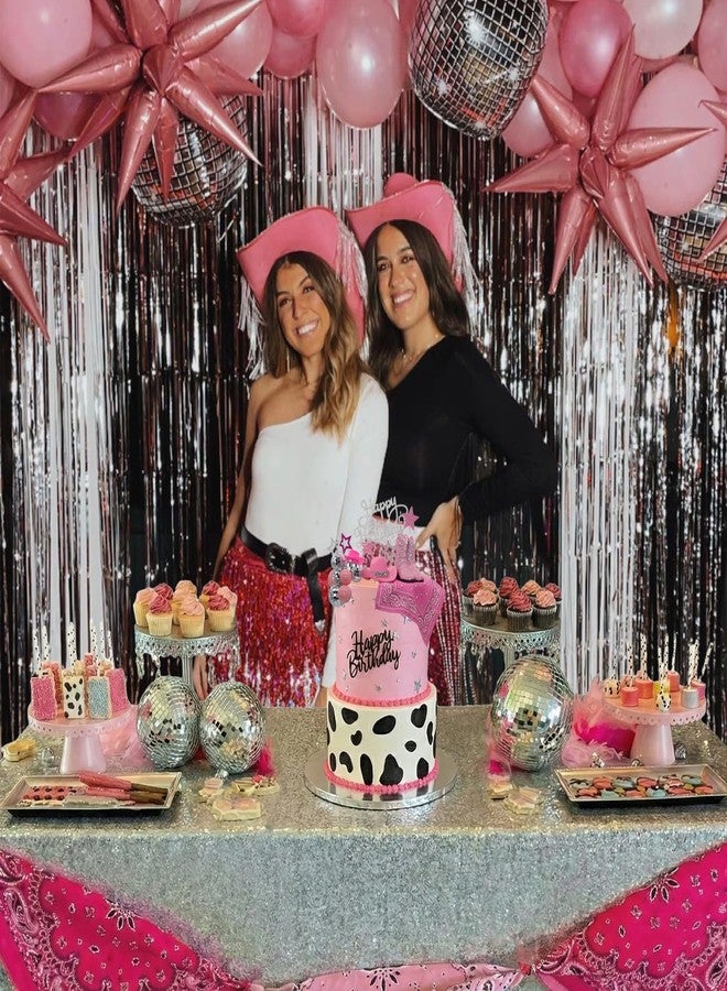 BiBo Disco Cowgirl Cake Topper Decorations, Disco Ball Cupcake Toppers for Western My First Rodeo Bachelorette Pink Cowgirl Baby Shower Birthday 70s 80s Disco Theme Party Favors Supplies - Image 4