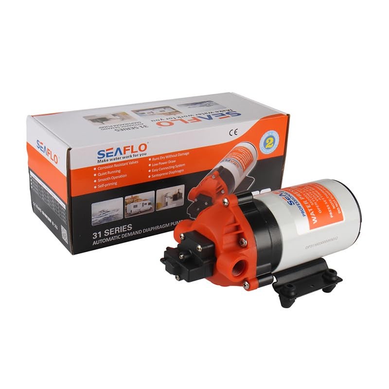 SEAFLO مضخة ضغط الماء SEAFLO 12V من سلسلة 31 - 1.8 جالون في الدقيقة، 80 PSI، ذاتية التحضير، مفتاح ضغط قابل للتعديل، للاستخدام في المركبات الترفيهية، القوارب، البحرية، والخارجية - Image 5