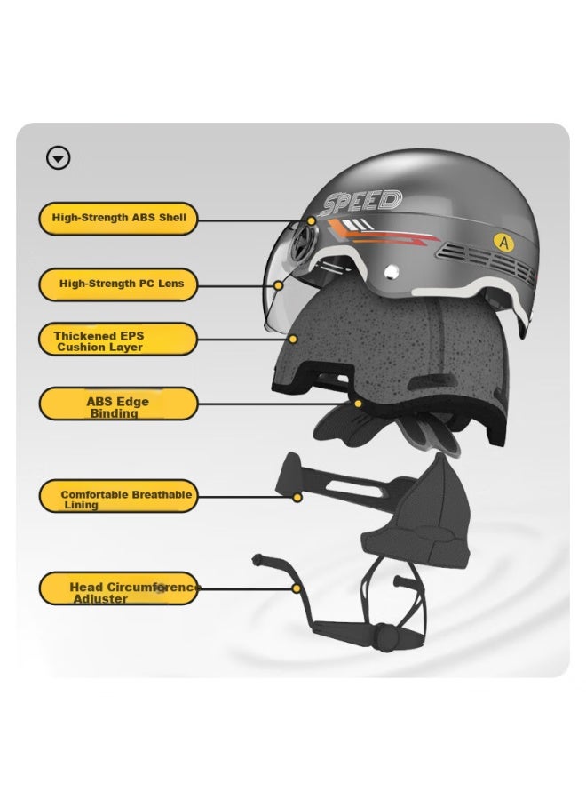 Yaanter New National Standard 3c Certified Electric Bike Helmet Uni Summer Sun Protection Motorcycle Riding Safety Half Helmet A518-1 Ice Blue - Image 2
