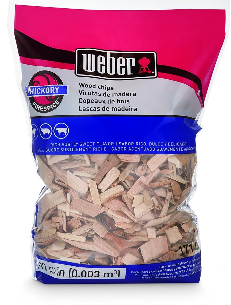 Weber Hickory Wood Chips for BBQ Smoking – Premium Natural Smoking Chips for Grill & Smoker, Rich Sweet Flavour for Meat, Chicken & Fish, Outdoor Barbecue Wood Chips - Image 1