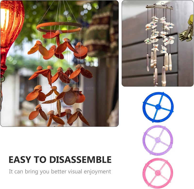 comfrt 3Pcs DIY Wind Chime Kit Top Ring Wind Chime Line Wind Chime Supplies Plastic Top Circles Frames of Suncatcher for Outdoor Home Garden Patio Decoration - Image 5
