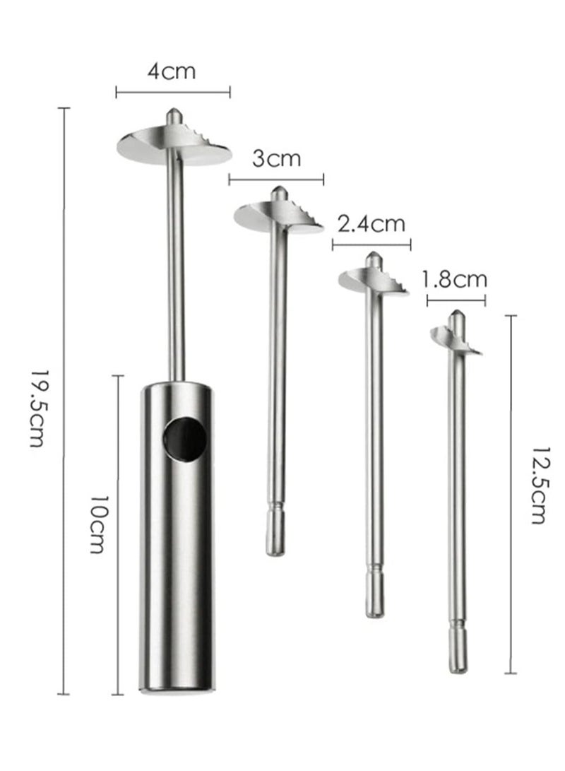 0TO1 TECH Stainless Steel Vegetable Drill Fruit Corer And Veggie Spiralizer Vegetable Drill Twister Set Ergonomic Handle With 4 Sizes for Coring and Hollowing out Zucchini, Potatoes, Carrot,Apple - Image 2