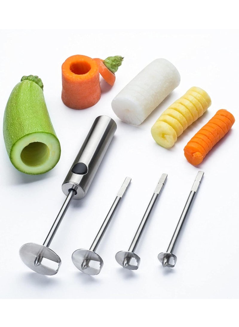 0TO1 TECH Stainless Steel Vegetable Drill Fruit Corer And Veggie Spiralizer Vegetable Drill Twister Set Ergonomic Handle With 4 Sizes for Coring and Hollowing out Zucchini, Potatoes, Carrot,Apple - Image 1