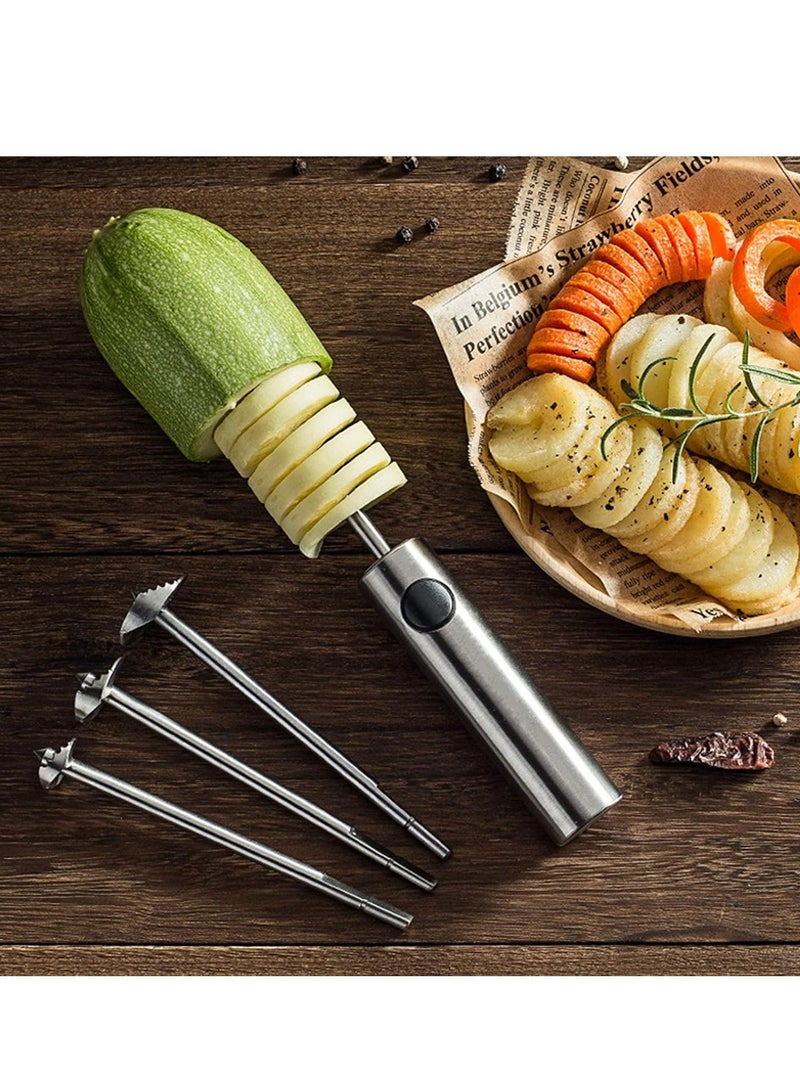 0TO1 TECH Stainless Steel Vegetable Drill Fruit Corer And Veggie Spiralizer Vegetable Drill Twister Set Ergonomic Handle With 4 Sizes for Coring and Hollowing out Zucchini, Potatoes, Carrot,Apple - Image 3