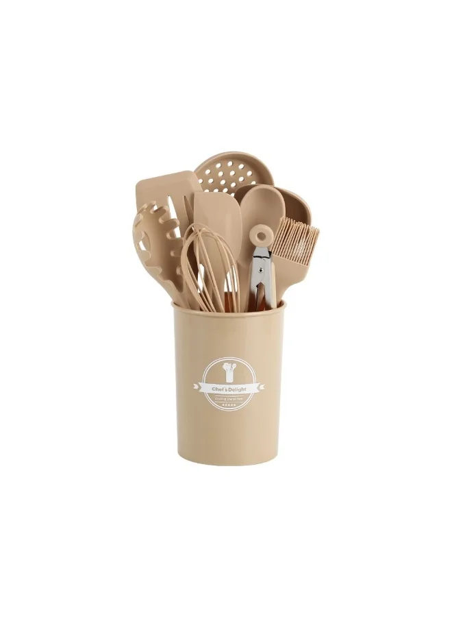 دانوب هوم Chef's Delight 10-Piece Silicone Gadgets Set - Kitchen Tools & Gadgets for Cooking, Baking & Serving - Durable, Heat-Resistant, Easy to Clean - Beige