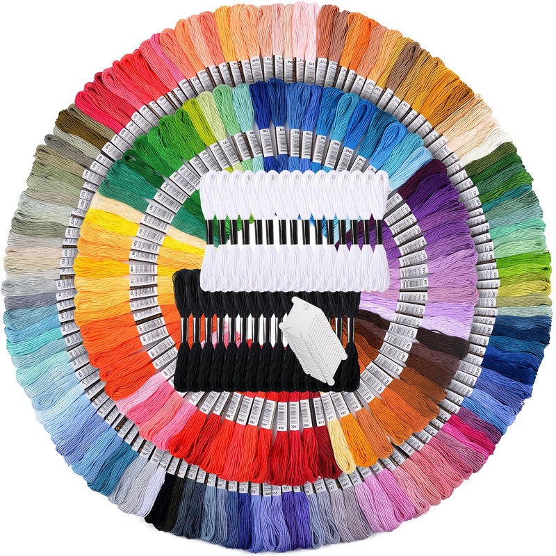 VICOVI 200 Skeins Embroidery Floss and 30 Skeins White  Black Embroidery Thread for Friendship Bracelet String Cross Stitch DIY String Art with 20 PCS Floss Bobbins