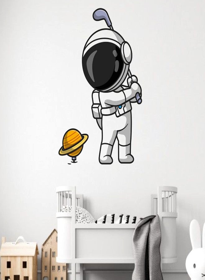 Wallstick Crazy Astronaut Playing Golf Kids Room Decorative Vinyl Wallsticker (45 x 61 cm) - Image 1