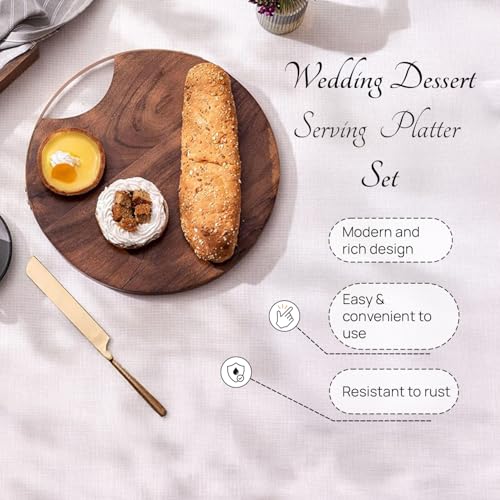 nestroots Serving Platter Wooden for Dining Table | Dessert Serving Platter Cheese Board with Handle for Birthdays & Party Big Size | Cup Cake, Pizza (Copper) - Image 4