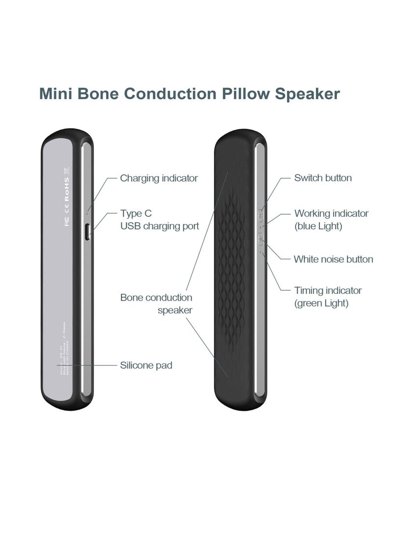 Excefore Pillow Speaker Bone Conduction Stereo, Mini Portable Bluetooth Sleep Stereo, Portable Pillow Speaker, Insomnia White Noise Machine, for Deep Sleeping, Side Sleepers (Black)  - Image 3