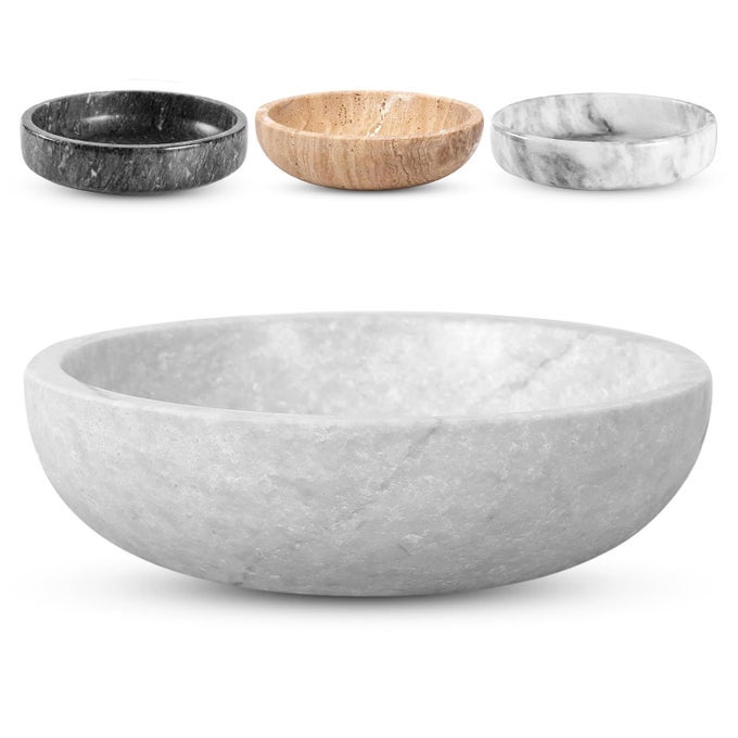 TRAVERTINE DECORATIVE BOWL 78 DIAMETER 2 HEIGHT KEY BOWL FOR ENTRYWAY TABLE ORGANIC MODERN CENTERPIECE WHITEGRAY