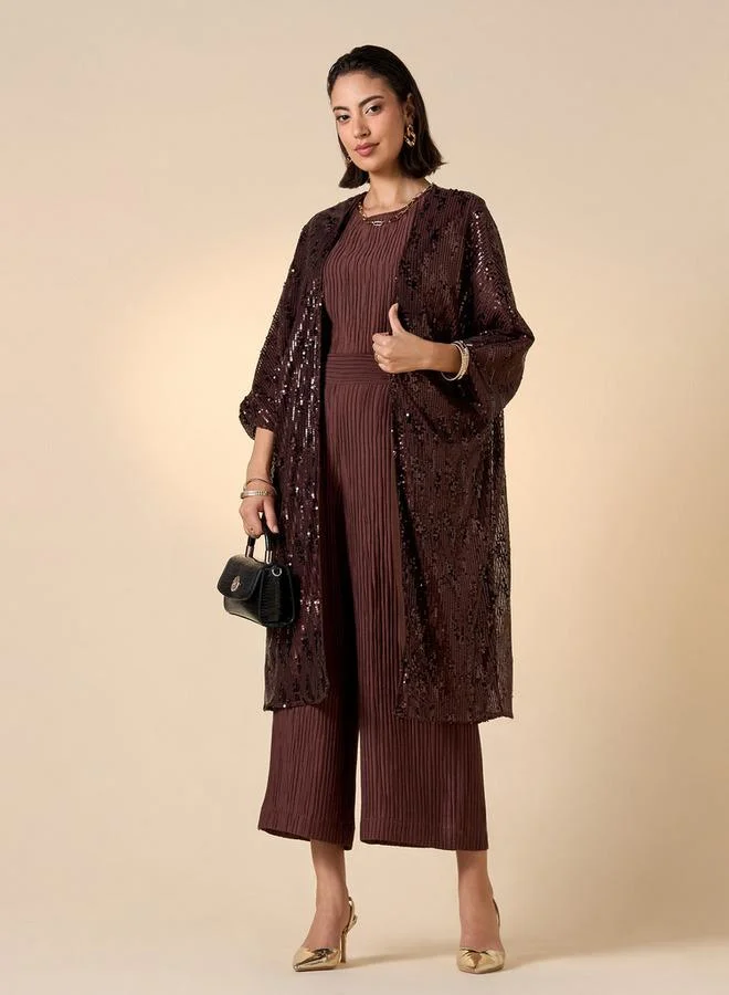 Iconic Iconic Sequin Embellished Shrug with 3/4 Sleeves