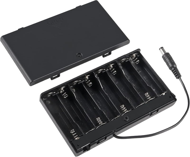AITIAO 2Pcs 8 Slots AA Battery Holder Case Box 8 x 12V Battery Storage Box Battery Container Case with DC 5.5x2.1mm Male Connector and Cover ON/Off Switch - Image 2