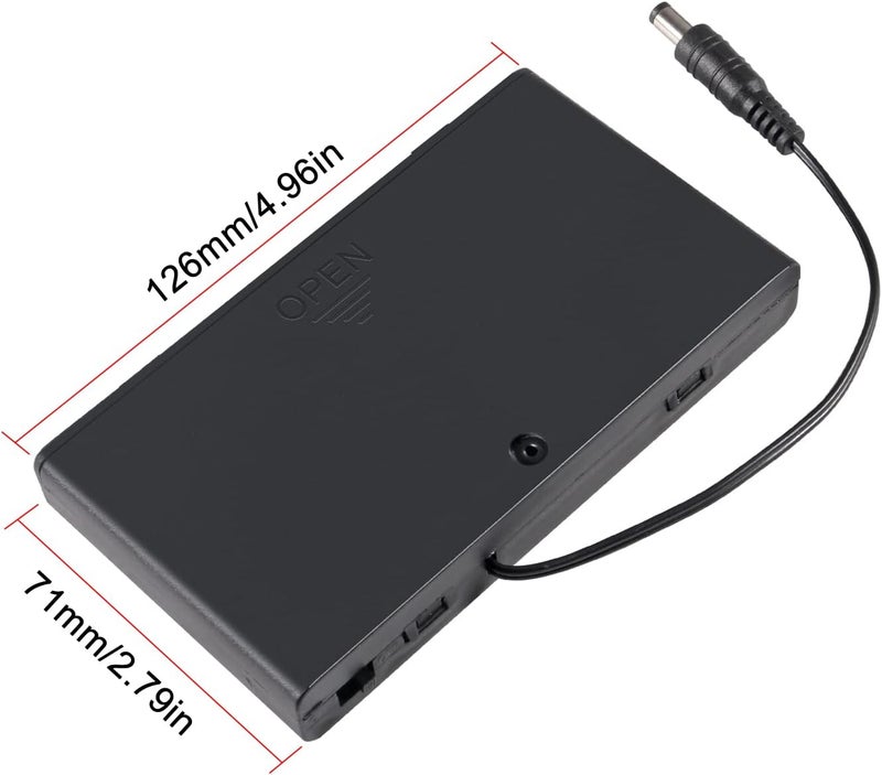 AITIAO 2Pcs 8 Slots AA Battery Holder Case Box 8 x 12V Battery Storage Box Battery Container Case with DC 5.5x2.1mm Male Connector and Cover ON/Off Switch - Image 3