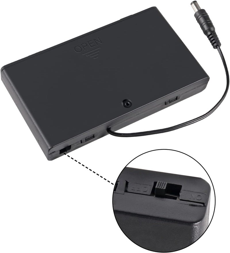 AITIAO 2Pcs 8 Slots AA Battery Holder Case Box 8 x 12V Battery Storage Box Battery Container Case with DC 5.5x2.1mm Male Connector and Cover ON/Off Switch - Image 4
