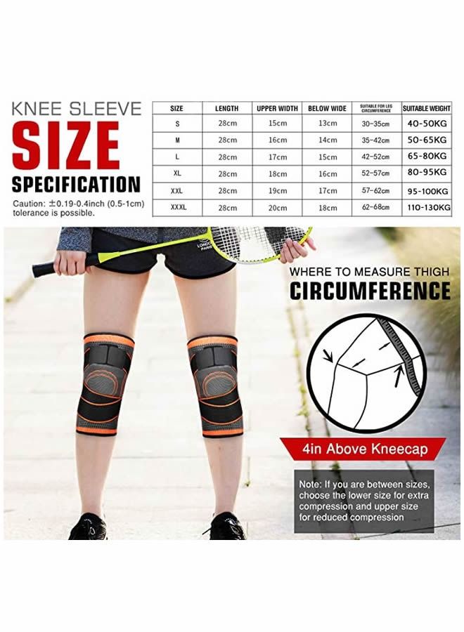 2-Piece Knee Brace Sports Protective Knee Pads Compression Knee Sleeve for Men & Women Knee Support Running Cycling Basketball with Adjustable Strap Wrap
