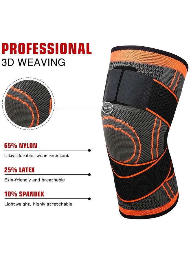 Generic 2-Piece Knee Brace Sports Protective Knee Pads Compression Knee Sleeve for Men & Women Knee Support Running Cycling Basketball with Adjustable Strap Wrap  - Image 4