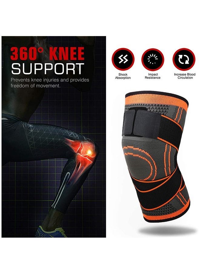 Generic 2-Piece Knee Brace Sports Protective Knee Pads Compression Knee Sleeve for Men & Women Knee Support Running Cycling Basketball with Adjustable Strap Wrap  - Image 2