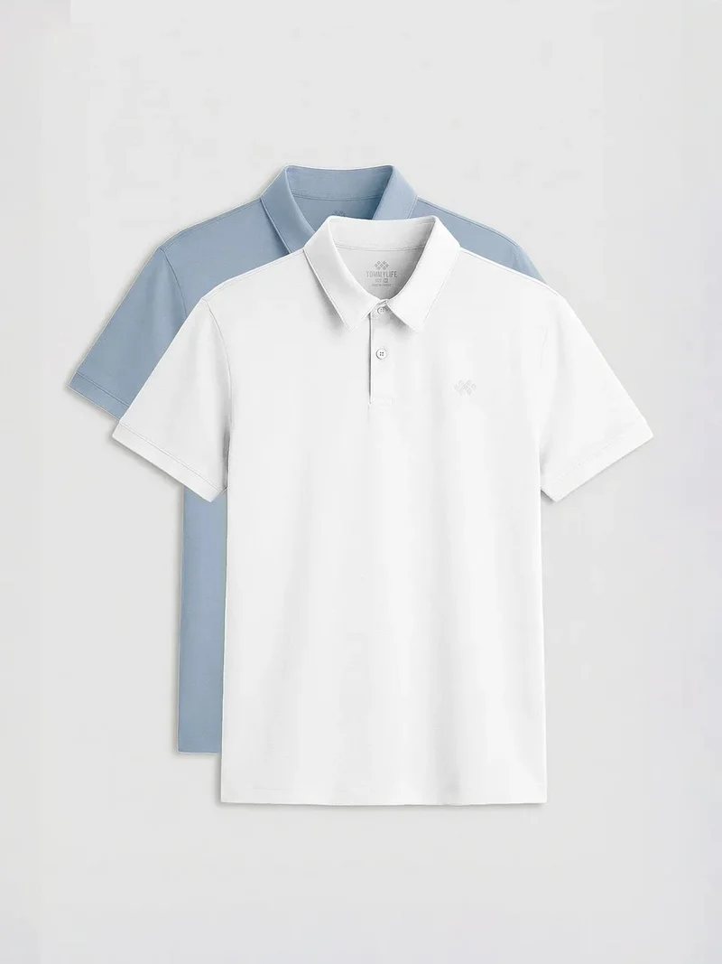 تومي لايف TOMMY Men's Cotton-Blend Polo T-Shirt
