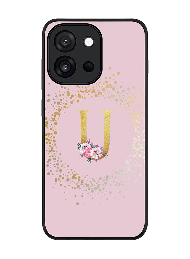 Stylizedd For OnePlus 13s / 13T Case,Slim fit Camera Protection, Shockproof Thin Phone cover  - Custom Monogram Floral - U  (Pink )