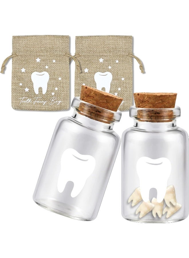 free-space Tooth Fairy Bag with 2 Small Glass Tooth Fairy Bottles - Image 1