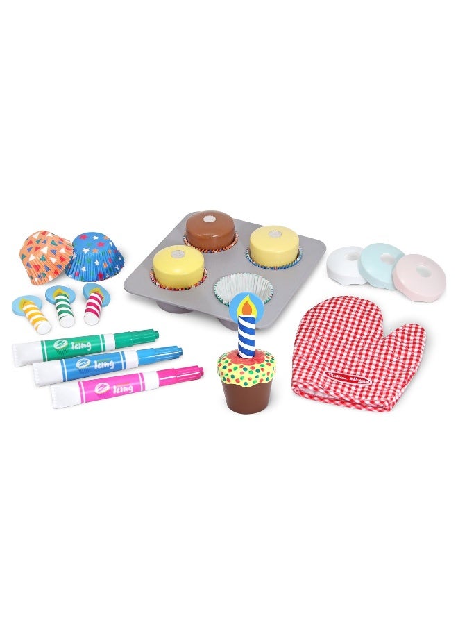 Melissa & Doug Bake and Decorate Wooden Cupcake Play Food Set - Image 2