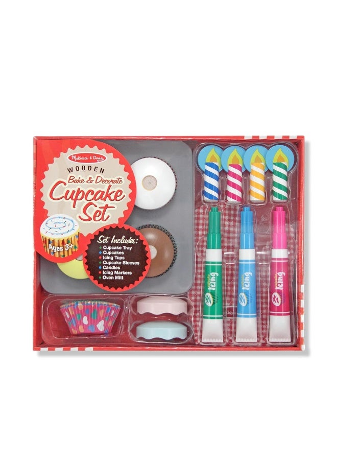 Melissa & Doug Bake and Decorate Wooden Cupcake Play Food Set - Image 1