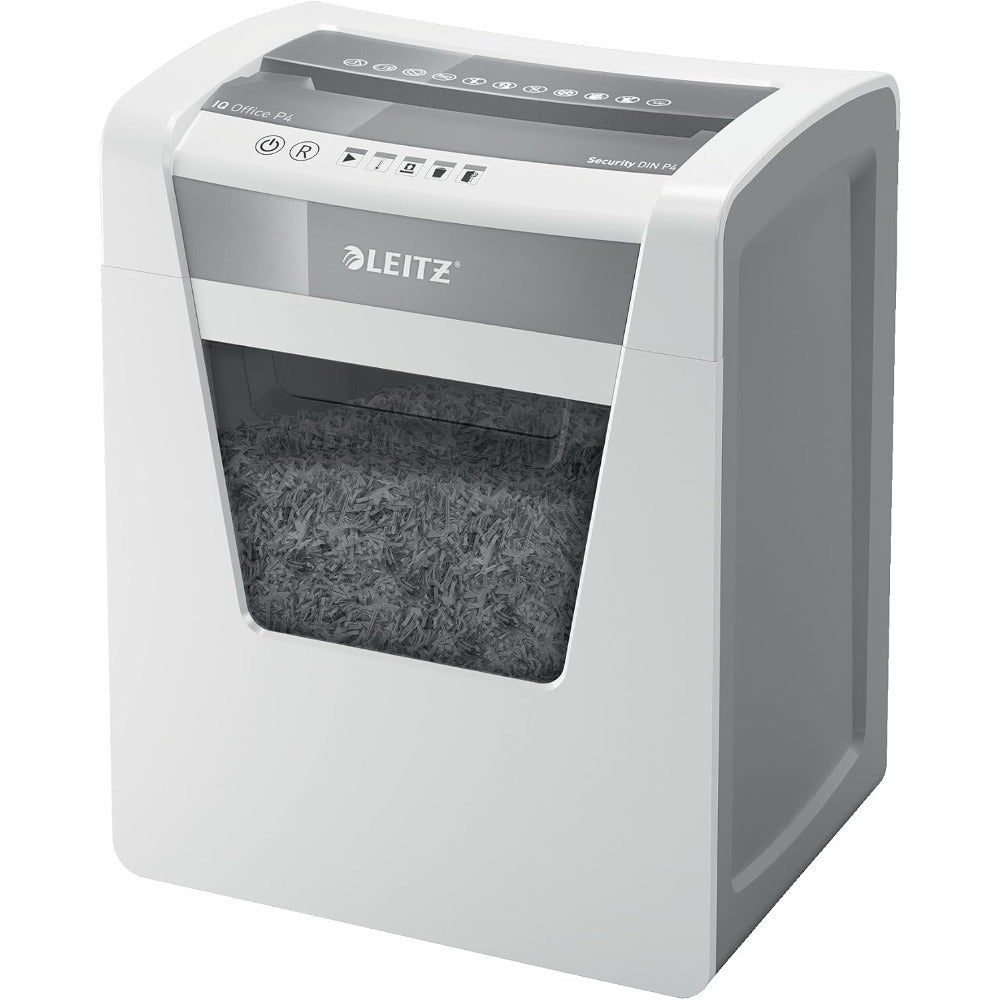 IQ Office Paper Shredder P4 Cross Cut Shreds Paper, Credit Cards, Paper Clips Staples For Up To 15 Sheets 80 Gsm Compact Desktop Design