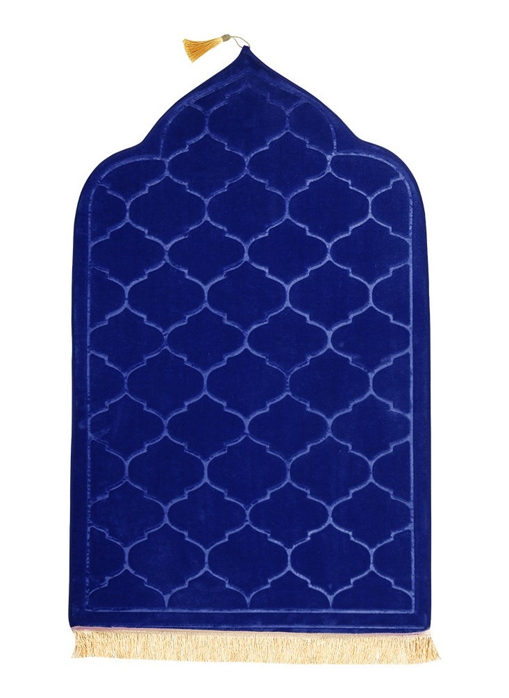 Fabienne - Embossed Prayer Mat Anti-Slip Velvet Top Islamic Prayer Mat Dome Style Thick Padded Sajadah Prayer Rug for Men Women Eid Gift Ramadan Blue 70 x 110 cm - Image 1