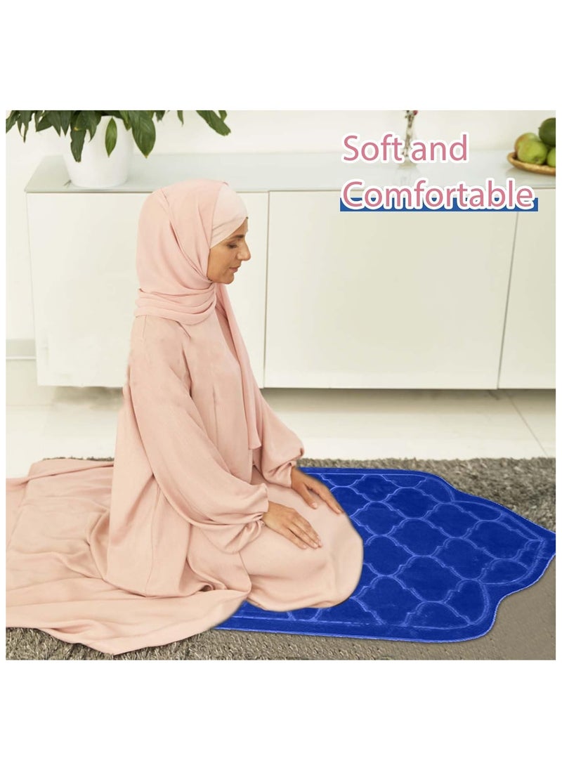 Fabienne - Embossed Prayer Mat Anti-Slip Velvet Top Islamic Prayer Mat Dome Style Thick Padded Sajadah Prayer Rug for Men Women Eid Gift Ramadan Blue 70 x 110 cm - Image 1