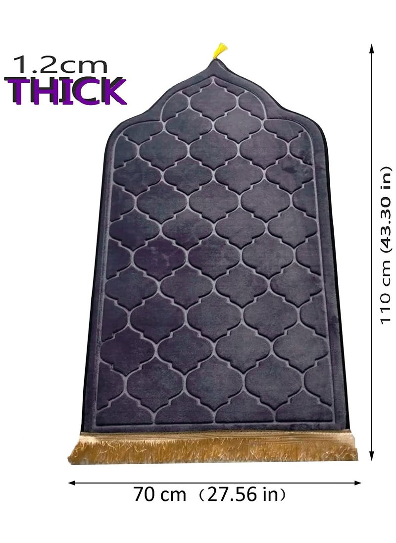 Fabienne - Embossed Prayer Mat Anti-Slip Velvet Top Islamic Prayer Mat Dome Style Thick Padded Sajadah Prayer Rug for Men Women Eid Gift Ramadan Blue 70 x 110 cm - Image 1