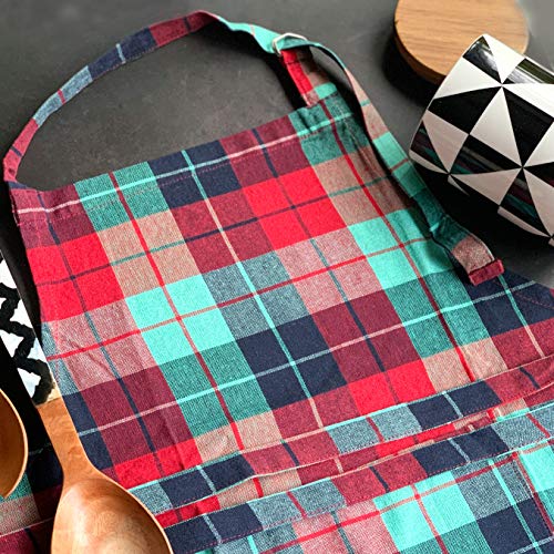 PIXEL HOME DECOR PIXEL HOME © Kitchen Apron- Aprons with Pockets for Women Men Dishwashing.Baking,Grill,Restaurant Durable, Washable - Pack of 2 (Multicolour) - Image 5