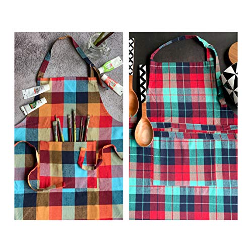 PIXEL HOME DECOR PIXEL HOME © Kitchen Apron- Aprons with Pockets for Women Men Dishwashing.Baking,Grill,Restaurant Durable, Washable - Pack of 2 (Multicolour) - Image 1