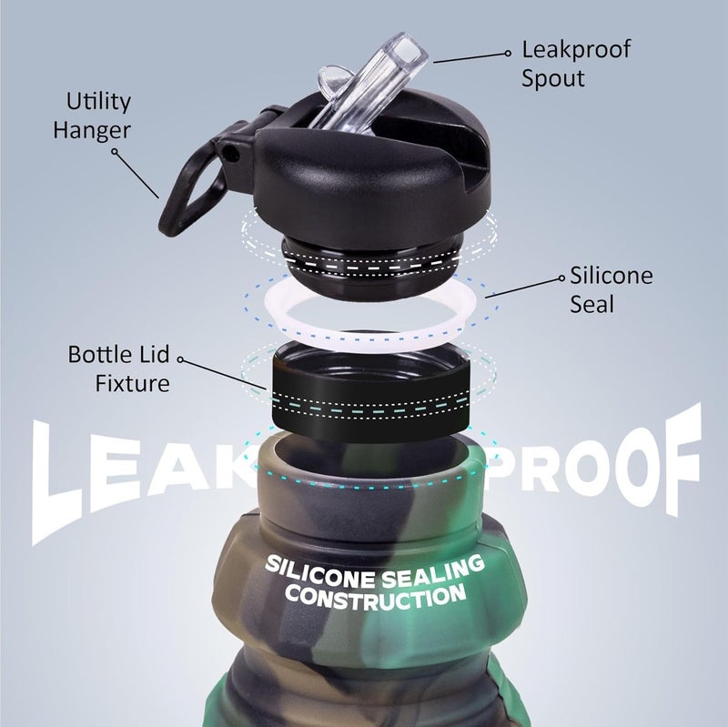 Elecart Flexible Portable Water Bottle with Flip Top Lid 500ml BPAFree Silicone Foldable Bottle for Travel Hiking Camping Fitness Sports Color May Vary - Image 4