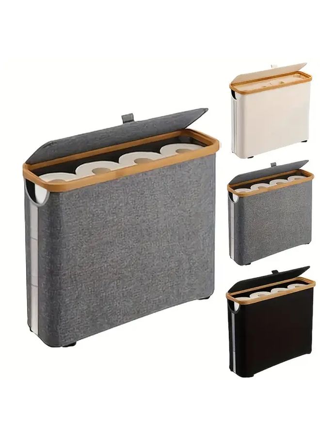 Black Flip Top Toilet Paper Holder Large Capacity Multi Purpose Storage - Image 4
