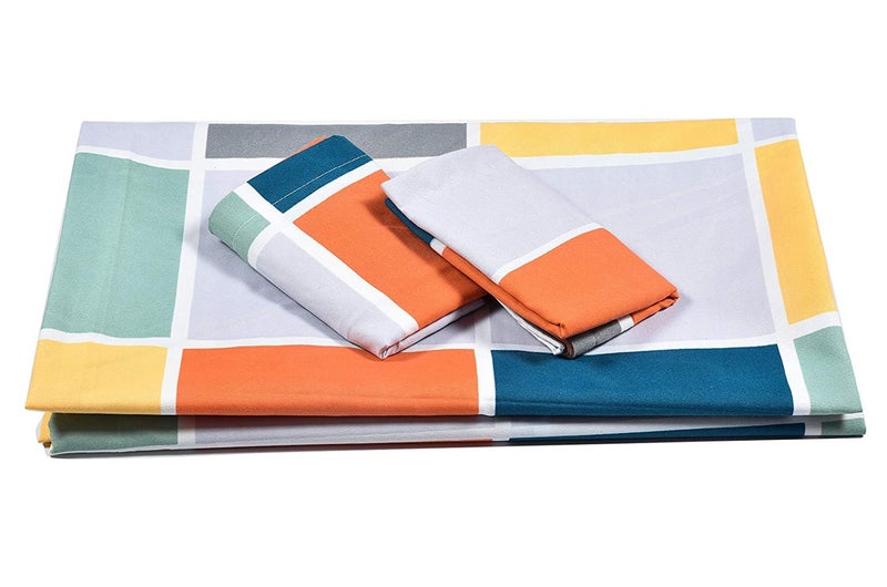 Umi Brushed Microfiber Cotton Double Bedsheet With 2 Pillow CoversBedsheet 90X100Inches Pillow Cover 17X27Cm 144 Tc Multi