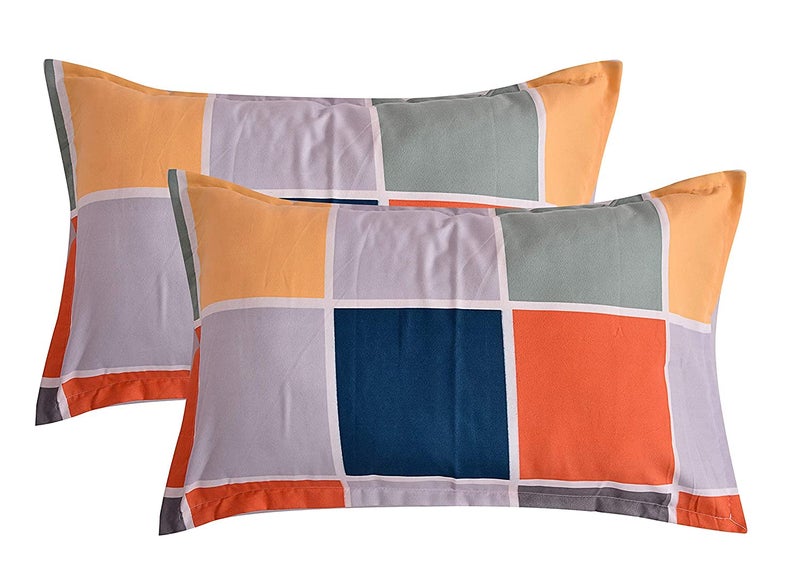 Umi Brushed Microfiber Cotton Double Bedsheet With 2 Pillow CoversBedsheet 90X100Inches Pillow Cover 17X27Cm 144 Tc Multi
