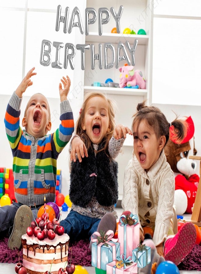 KITTER Silver Happy Birthday Foil Balloon Set For Boys Girls Birthday Party Decoration Items (Pack Of 13 Capital Letters) | Birthday Decor for Kids Boys Girls & Adults, Chrome Colour Foil Balloons - Image 5