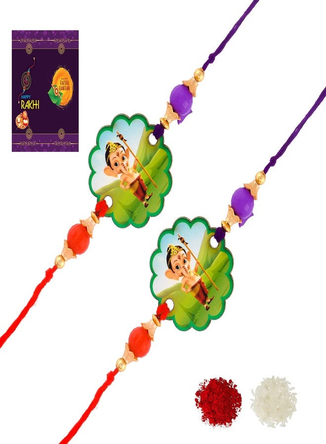 AR Eyewar Multicolor Friend Ganeshya Rakhi Set For Brother And Sister (R21AR1089)