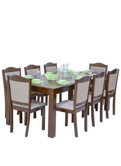 Contemporary 8-Seater Wooden Dining Set Featuring a Sleek Dark Brown Rectangular Table and Upholstered Cushioned Chairs – Ideal for Family Gatherings, Offering Comfort and Elegance. (Arfan) - pzsku/Z1DD9BA562A35DA3FFE85Z/45/_/1740417314/e7868512-9753-490a-a064-72700aaa4fae