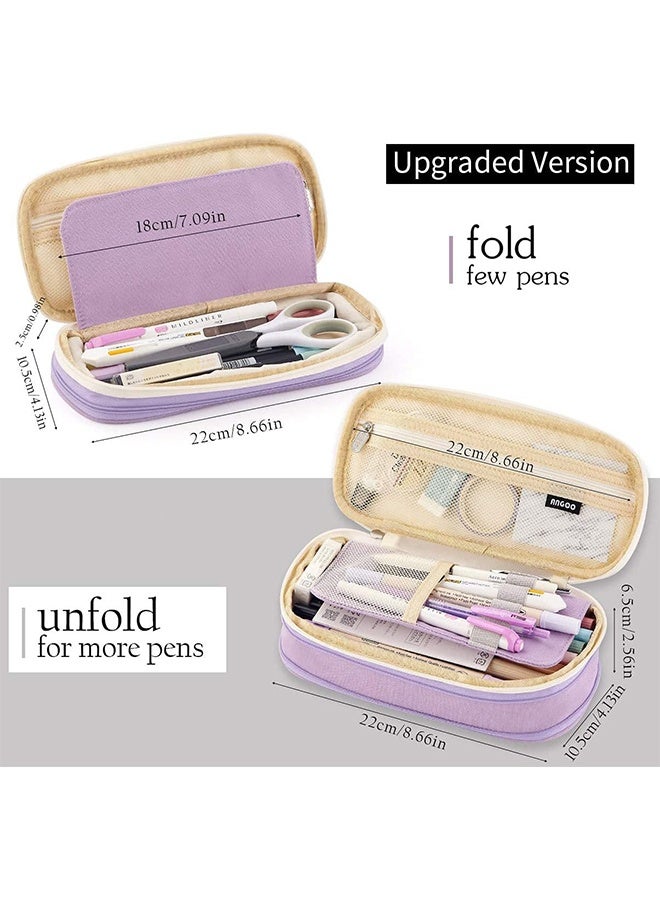 أنغو قضية قلم رصاص كبيرة السعة ، قضية قلم رصاص مغلق ، منظم القرطاسية ، مكتب كلية مدرسة قضية قلم رصاص كبيرة السعة كيس تخزين ، هدية للأولاد والبنات (أرجواني) - Image 4