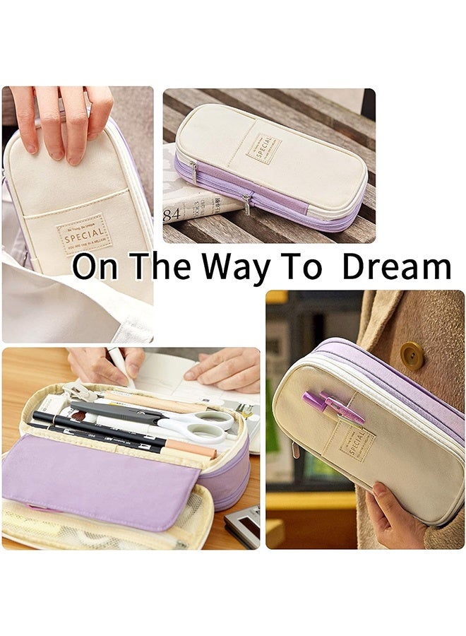 أنغو قضية قلم رصاص كبيرة السعة ، قضية قلم رصاص مغلق ، منظم القرطاسية ، مكتب كلية مدرسة قضية قلم رصاص كبيرة السعة كيس تخزين ، هدية للأولاد والبنات (أرجواني) - Image 5