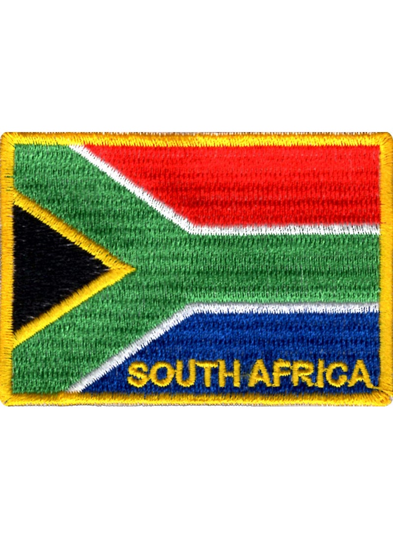 Artist Unknown South Africa Flag Applique Embroidered Sweing Patch Suitable for Jackets, Bags, T-Shirts, Jeans, Pants, Outdoor Clothing ; Size: 7cm x 5cm ; Imported from Malaysia (1 Piece)  - Image 1